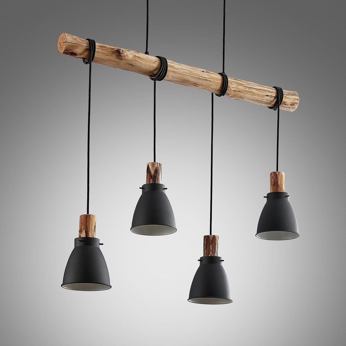 Industrial Pendant Light Eucalyptus Wood Bar Four Shade Design - Product detail 5