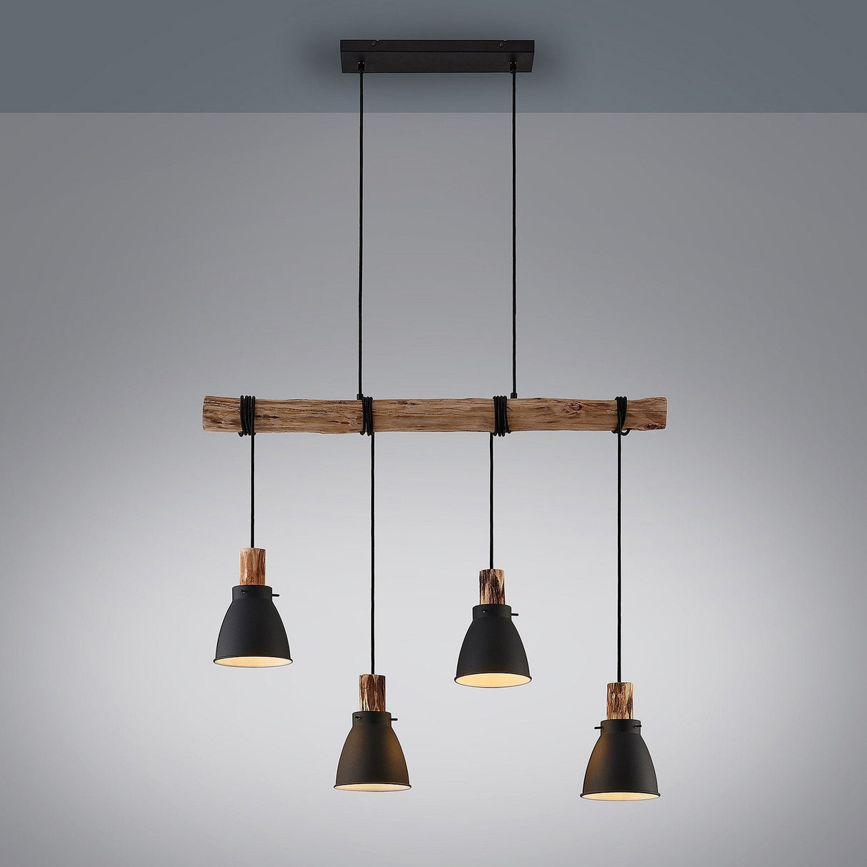 Industrial Pendant Light Eucalyptus Wood Bar Four Shade Design - Product detail 8