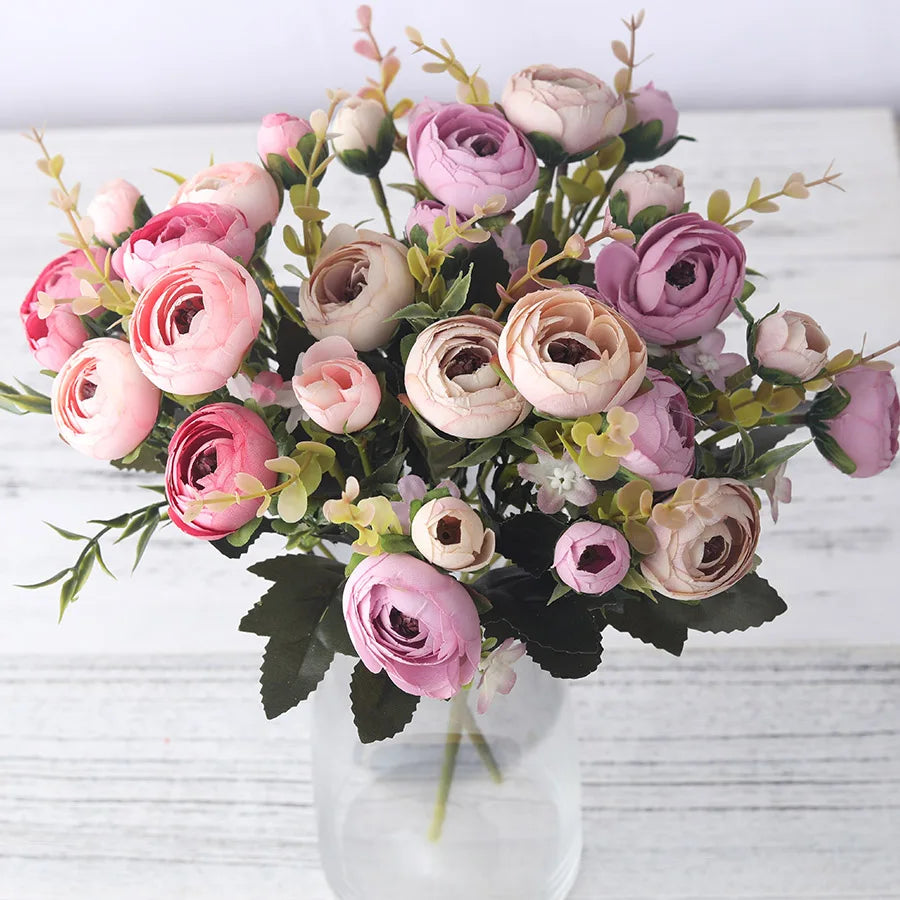 Silk Rose Bouquet  Pastel Pink Peony Arrangement - Product detail 6