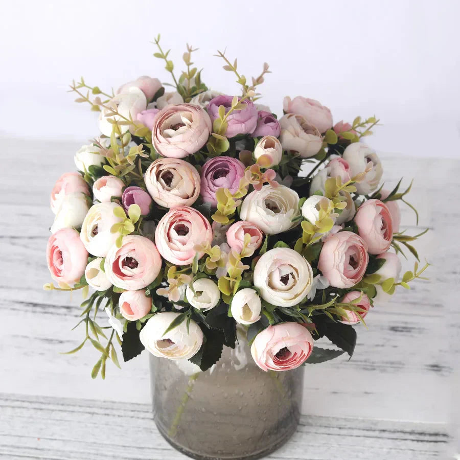Silk Rose Bouquet  Pastel Pink Peony Arrangement - Product detail 5