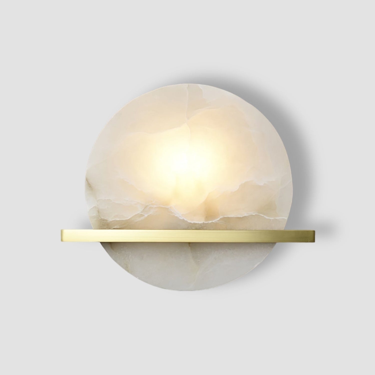 Modern Marble Wall Light  Round Alabaster with Brass Accent - Product detail 18
