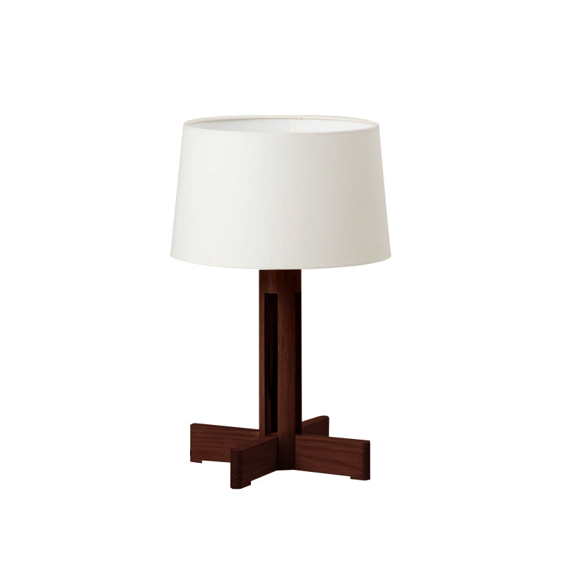 Scandinavian Table Lamp Oak Cross Base With Linen Shade - Product detail 9