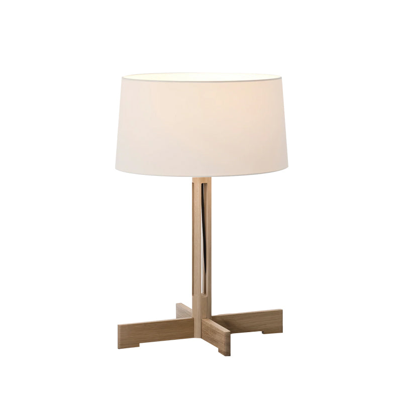 Scandinavian Table Lamp Oak Cross Base With Linen Shade - Product detail 12
