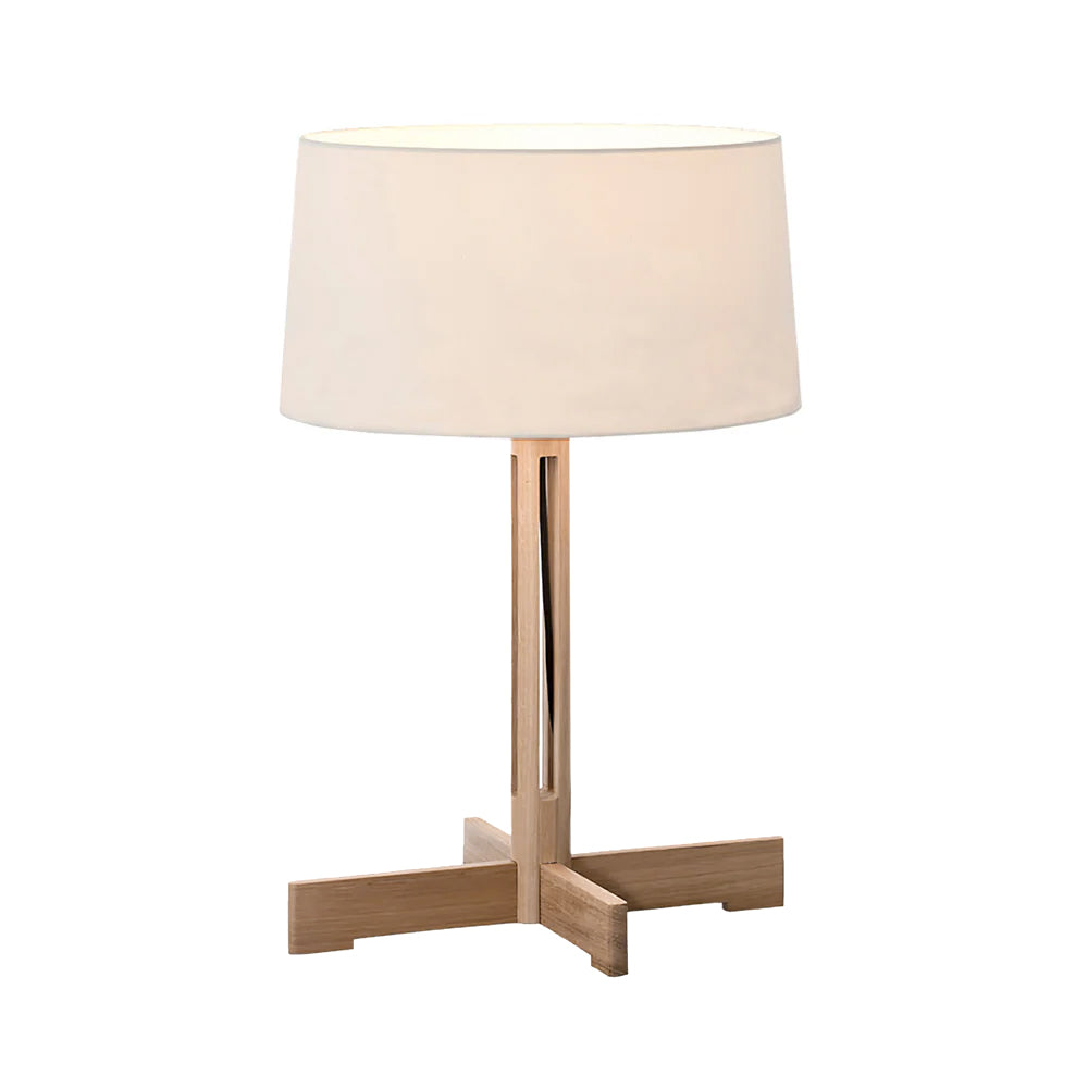 Scandinavian Table Lamp Oak Cross Base With Linen Shade - Product detail 8