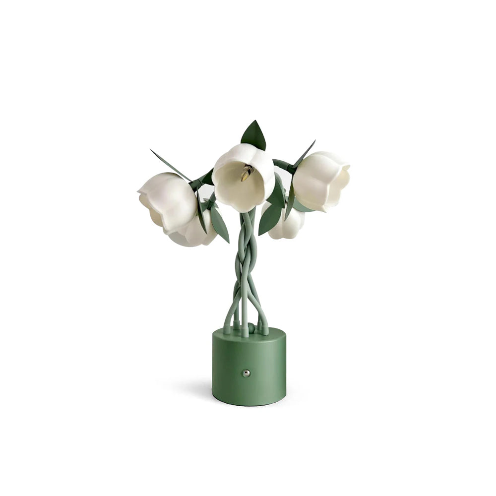 Floral Table Lamp White Tulip Design With Green Base - Product detail 18