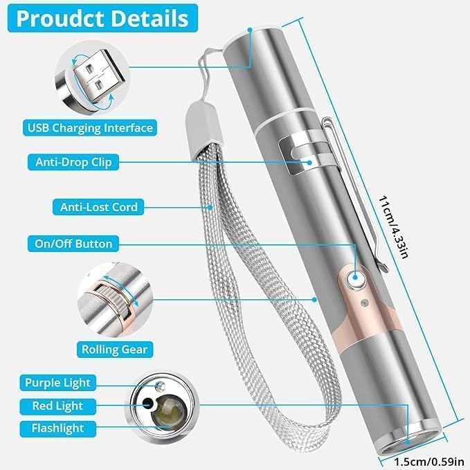 Interactive Cat Laser Toy Rechargeable Stainless Steel with 5 Patterns - Product detail 7