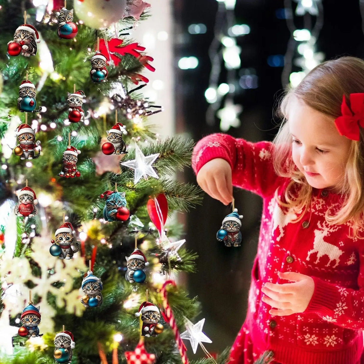 Cat Christmas Ornaments Set 24 Piece Acrylic Advent Calendar Decorations - Product detail 4