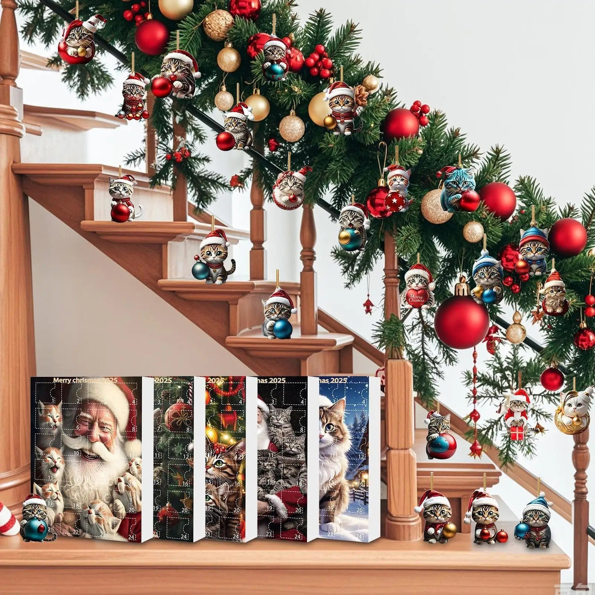 Cat Christmas Ornaments Set 24-Piece Acrylic Advent Calendar Decorations - Product detail 5