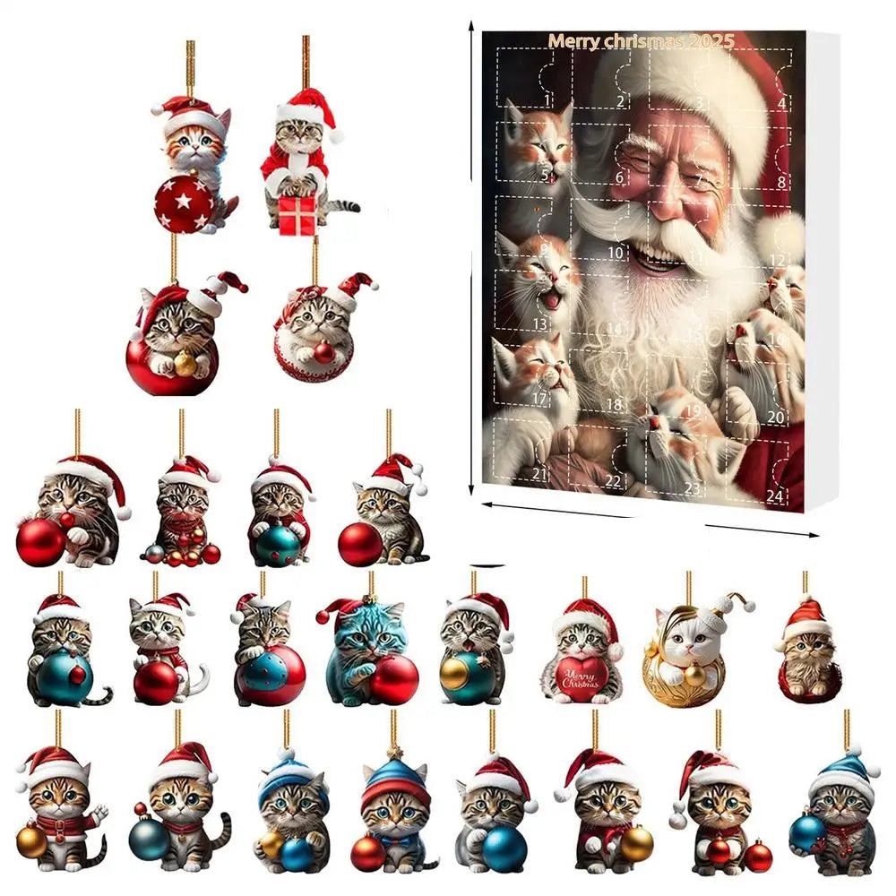 Cat Christmas Ornaments Set 24-Piece Acrylic Advent Calendar Decorations - Product detail 8