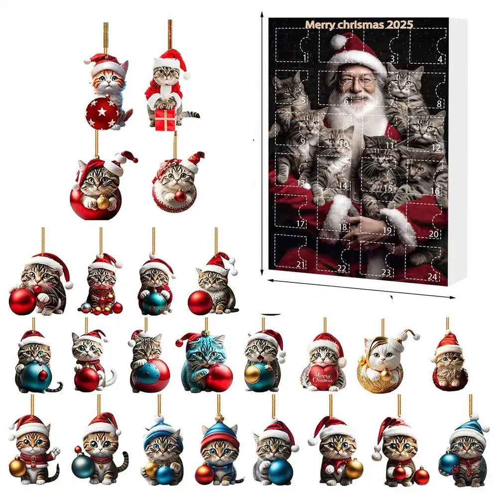 Cat Christmas Ornaments Set 24-Piece Acrylic Advent Calendar Decorations - Product detail 10