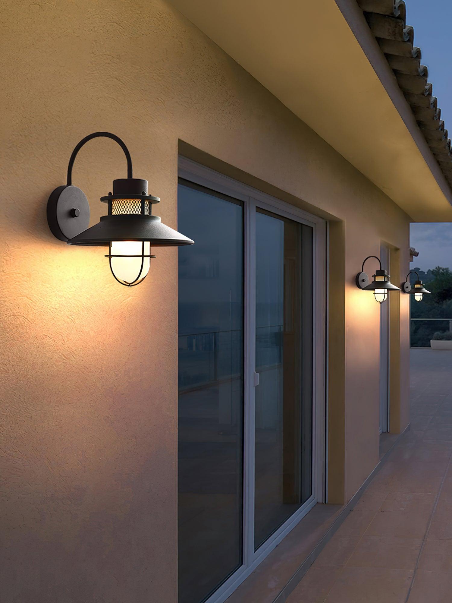Industrial Outdoor Wall Light  Black Metal Cage Lantern - Product detail 7