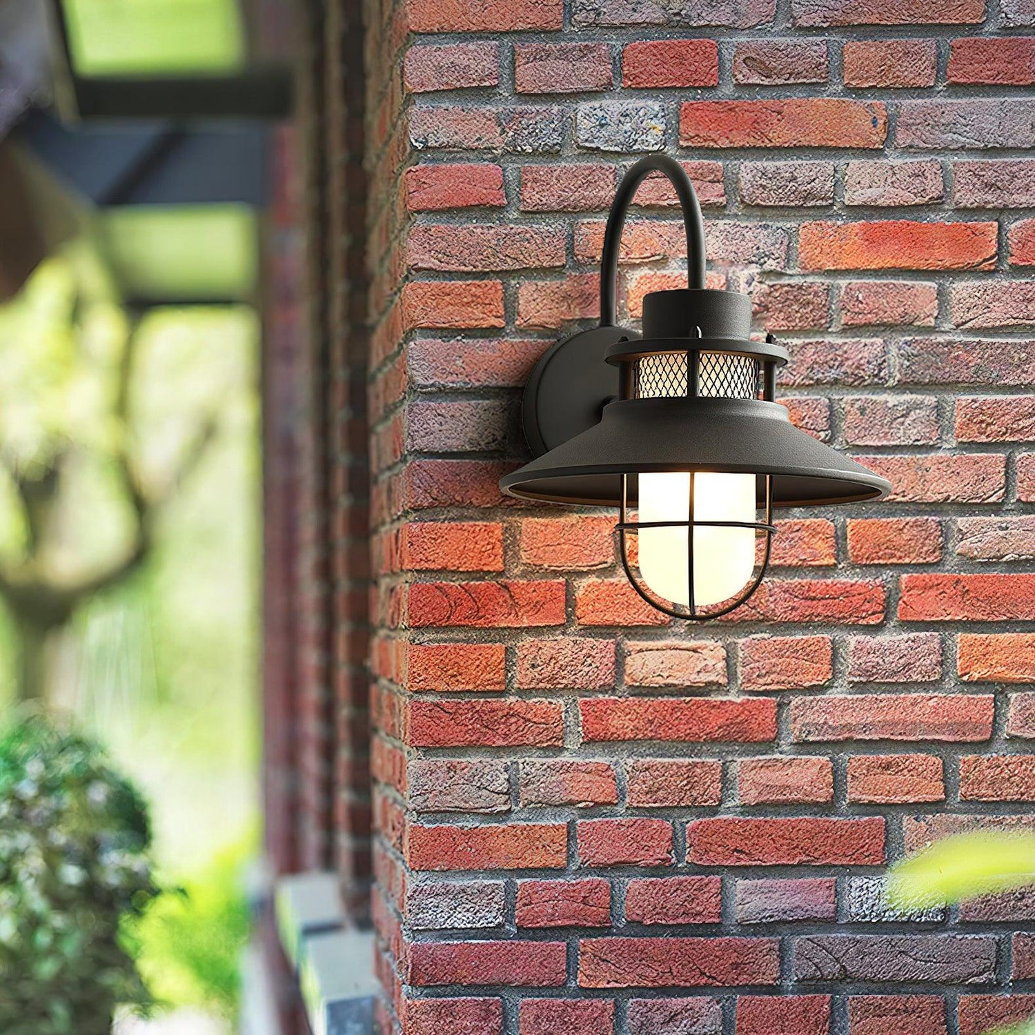 Industrial Outdoor Wall Light  Black Metal Cage Lantern - Product detail 4
