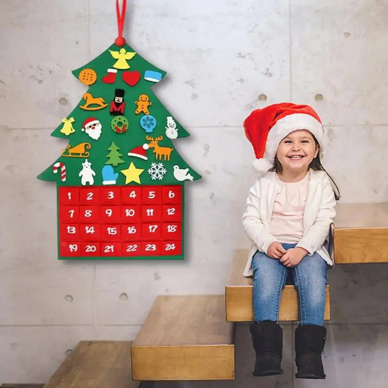 Christmas Advent Calendar Felt Tree 24 Pocket Countdown - Product example