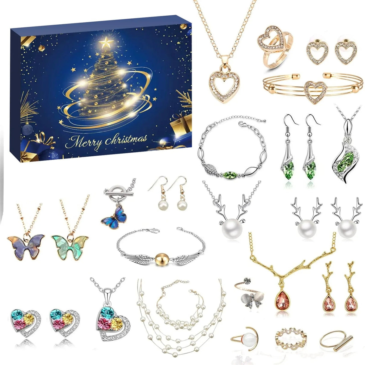 Christmas Advent Calendar 24 Jewelry Accessories Holiday Countdown - Product detail 4