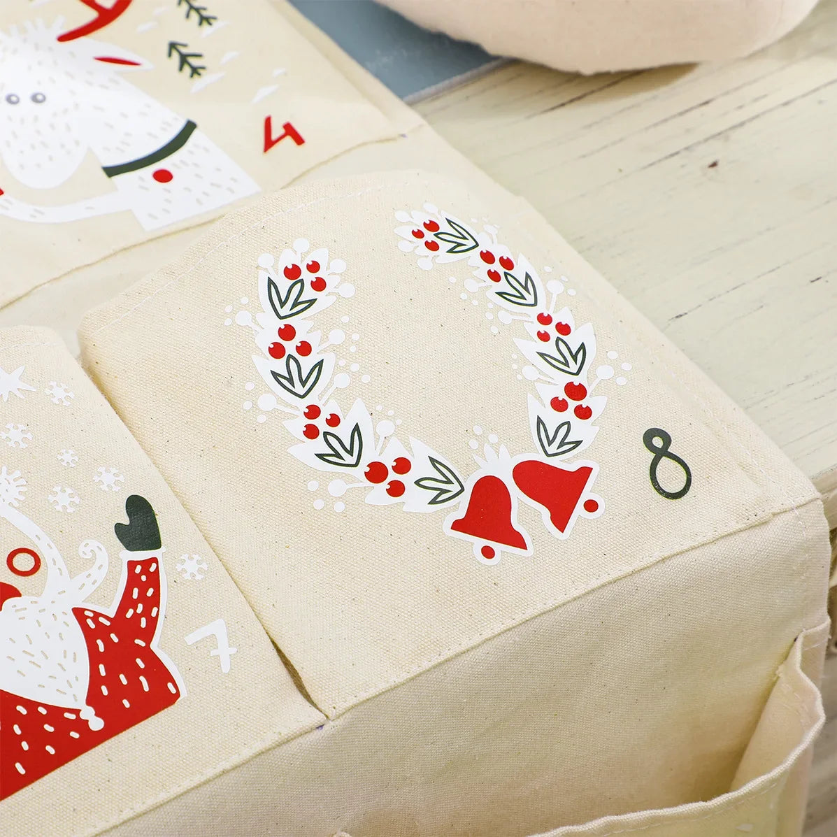 Christmas Advent Calendar 24 Canvas Pockets Wall Hanging - Product detail 7