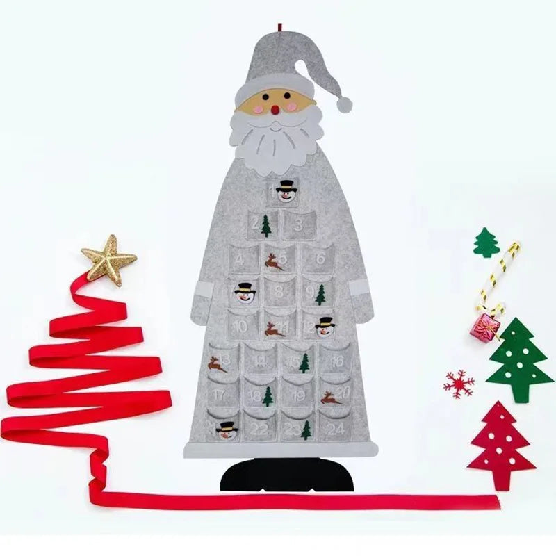 Santa Claus Advent Calendar Felt Wall Hanging With 24 Pockets - Product showcase