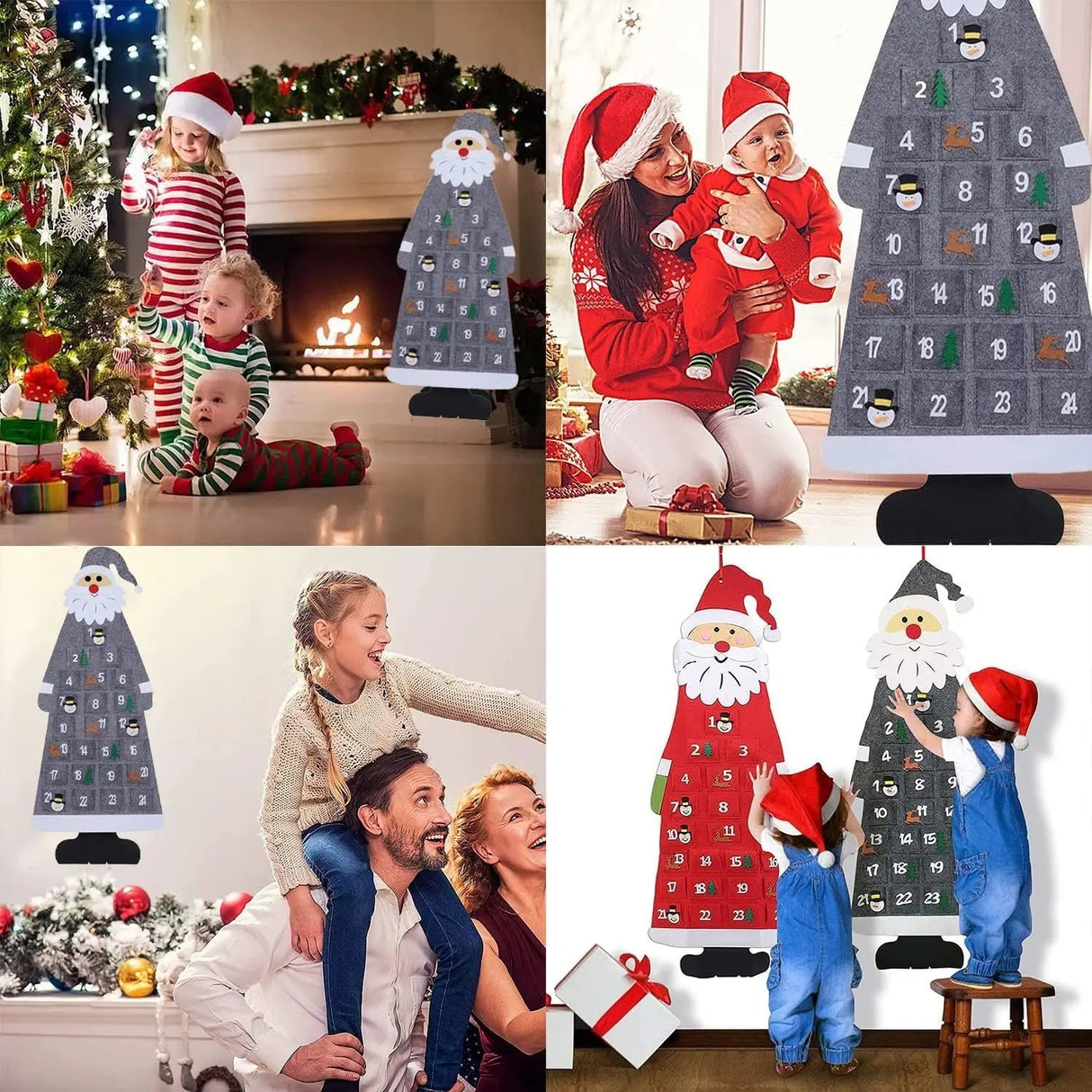 Santa Claus Advent Calendar Felt Wall Hanging With 24 Pockets - Product detail 6