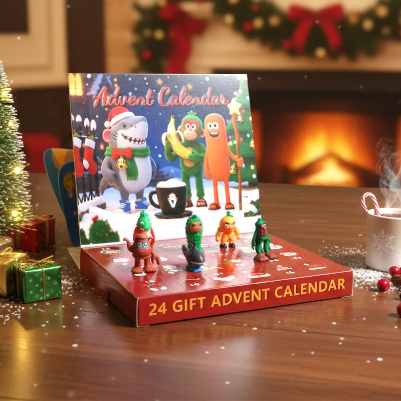 Christmas Advent Calendar 24 Day Countdown with Figurines - Detailed view