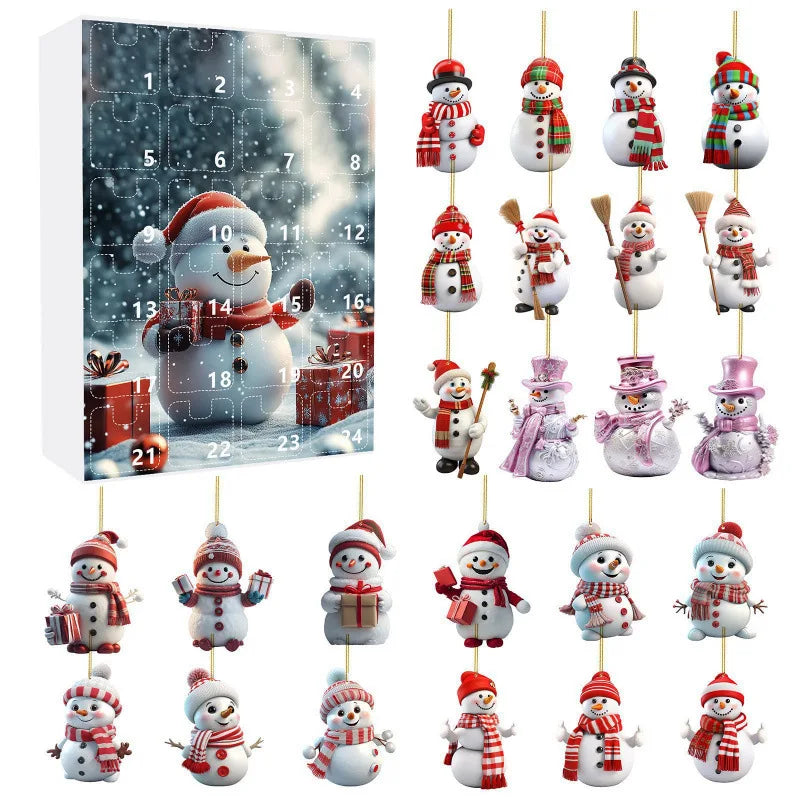Christmas Advent Calendar 24 Snowman Ornament Surprises - Product showcase