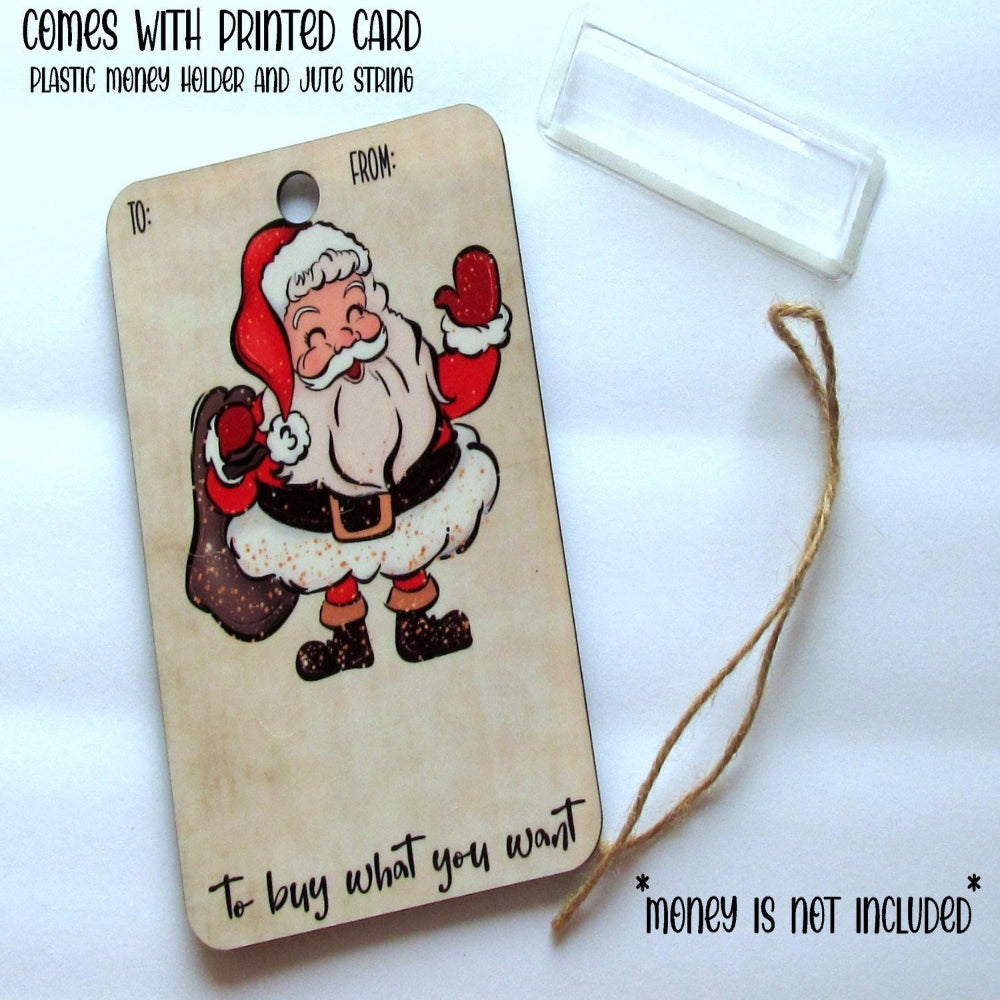 Christmas Money Holder Cards Wooden Holiday Gift Tags - Detailed view