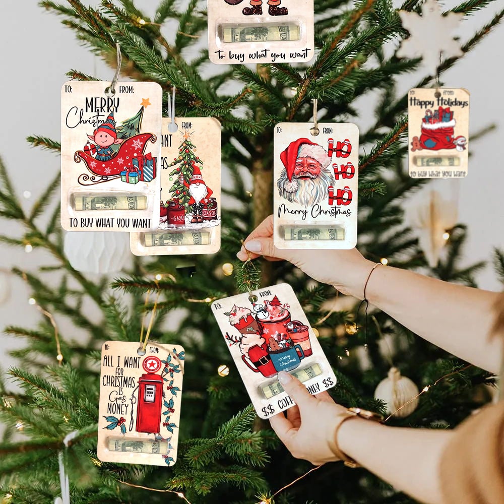 Christmas Money Holder Cards Wooden Holiday Gift Tags - Product detail 4