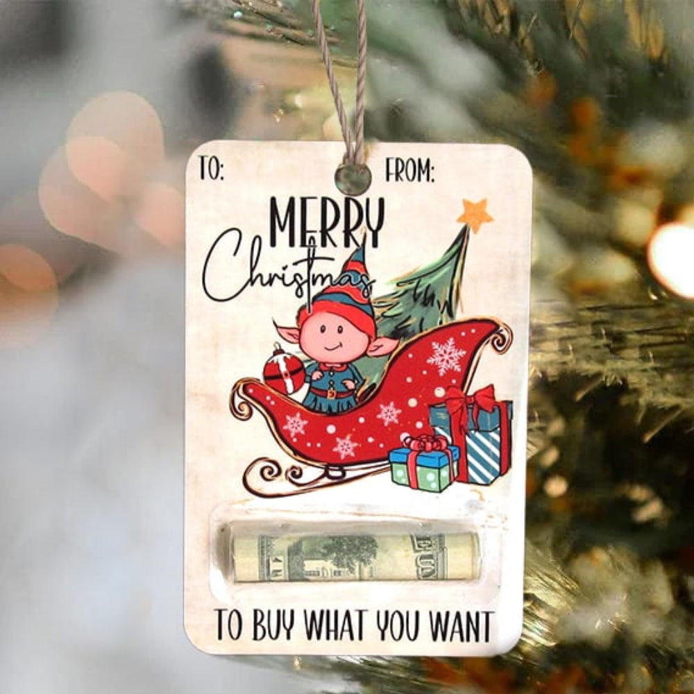 Christmas Money Holder Cards Wooden Holiday Gift Tags - Product detail 6