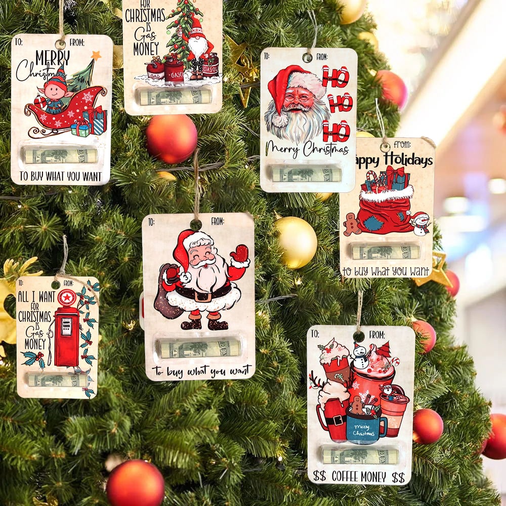 Christmas Money Holder Cards Wooden Holiday Gift Tags - Product detail 10