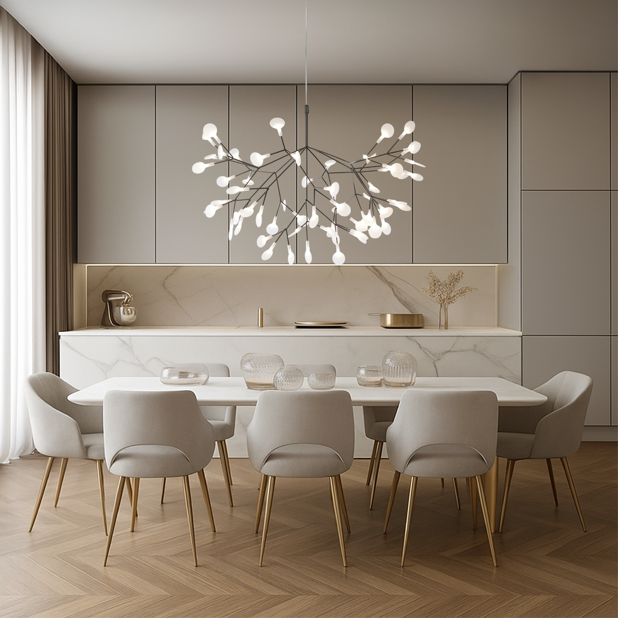 Modern Chandelier Light Branched LED Glass Globe Design - Product showcase