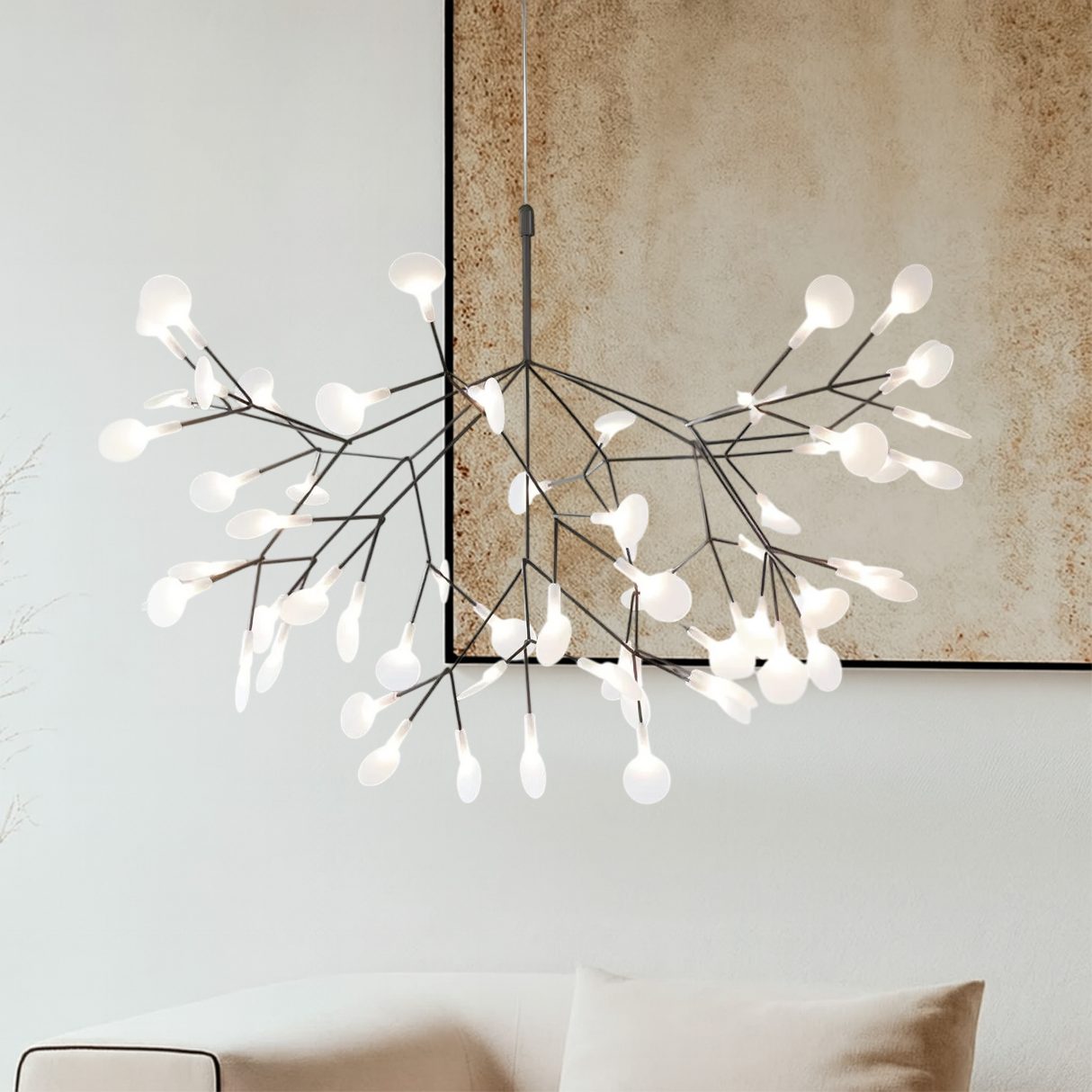 Modern Chandelier Light Branched LED Glass Globe Design - Detailed view