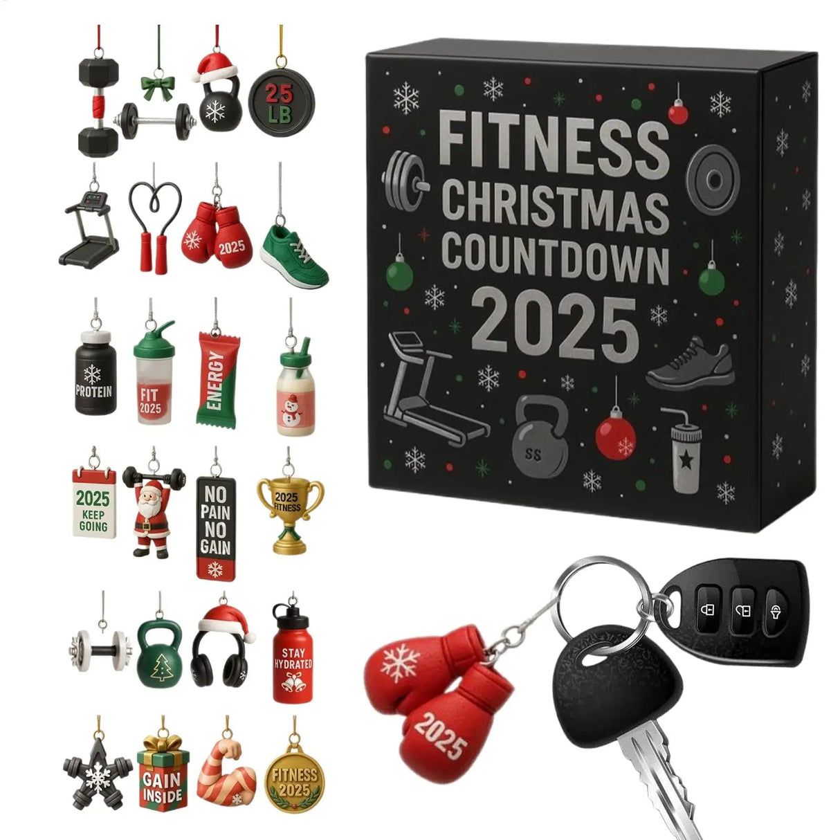 Fitness Christmas Advent Calendar 24-Day Workout Motivation Countdown - Detailed view