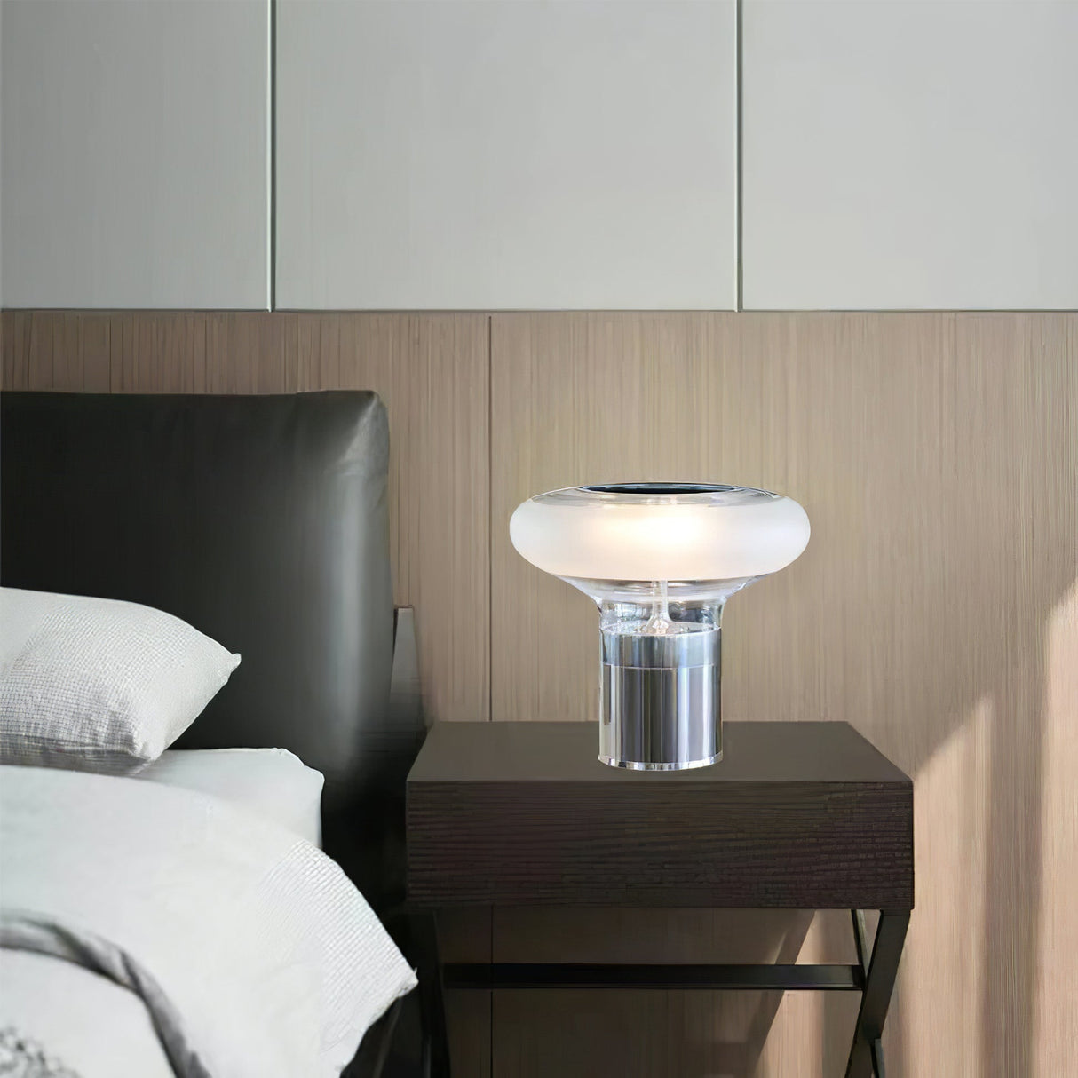 Modern Glass Table Lamp Frosted Shade With Chrome Base - Product detail 5