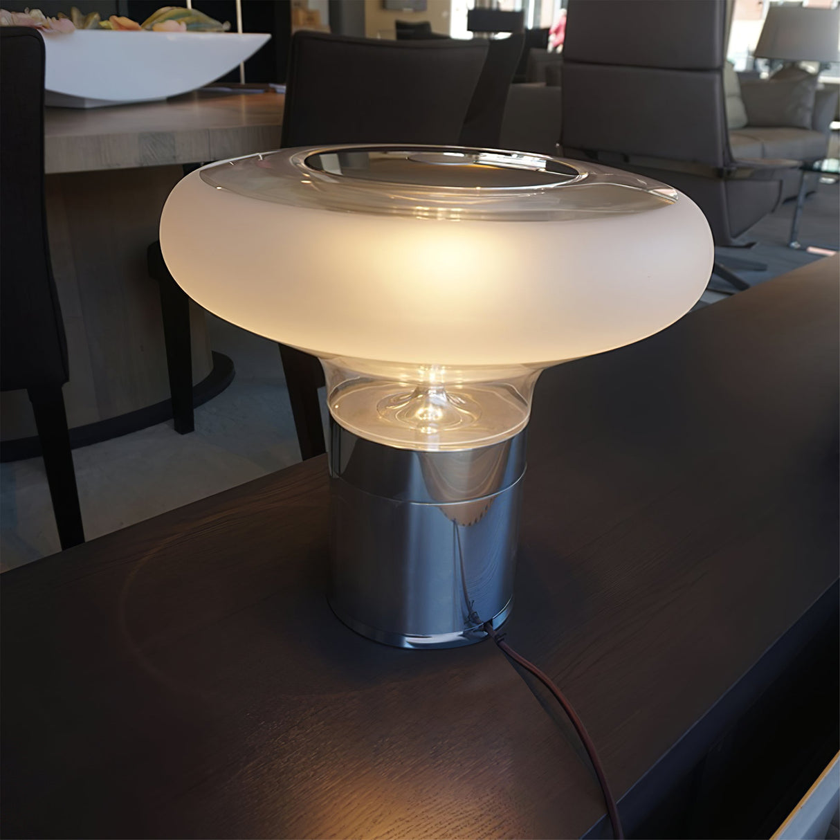 Modern Glass Table Lamp Frosted Shade With Chrome Base - Product detail 14