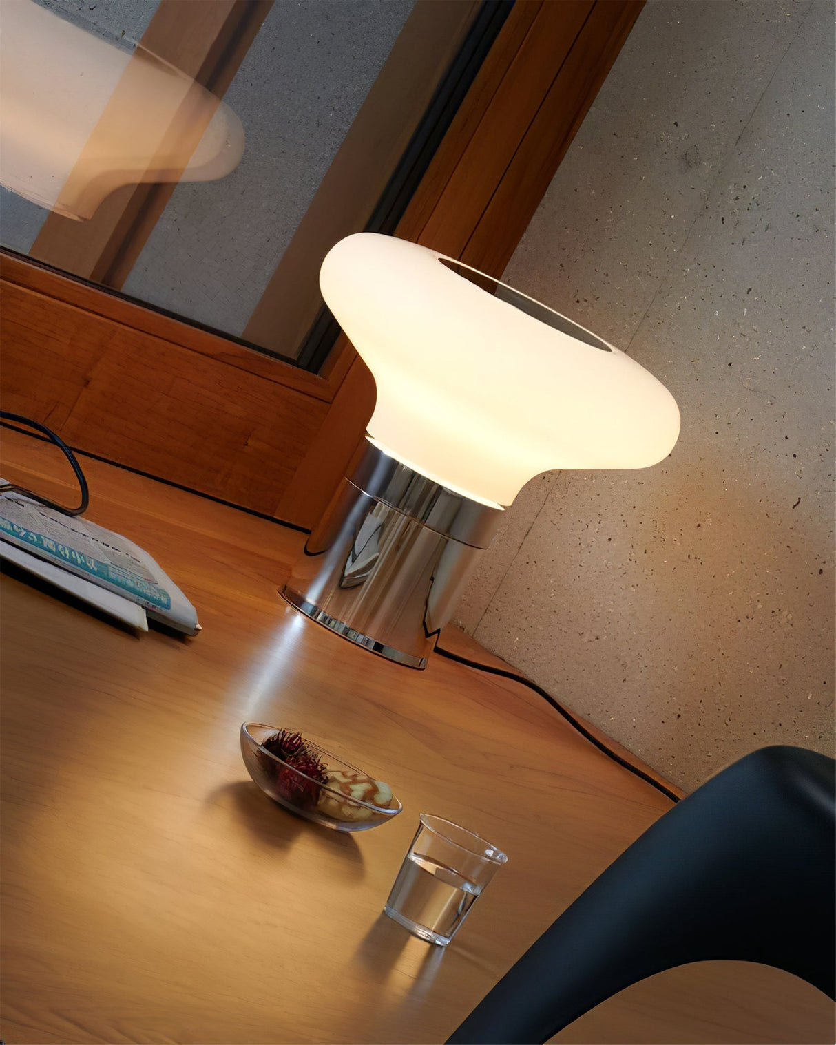 Modern Glass Table Lamp Frosted Shade With Chrome Base - Product detail 10