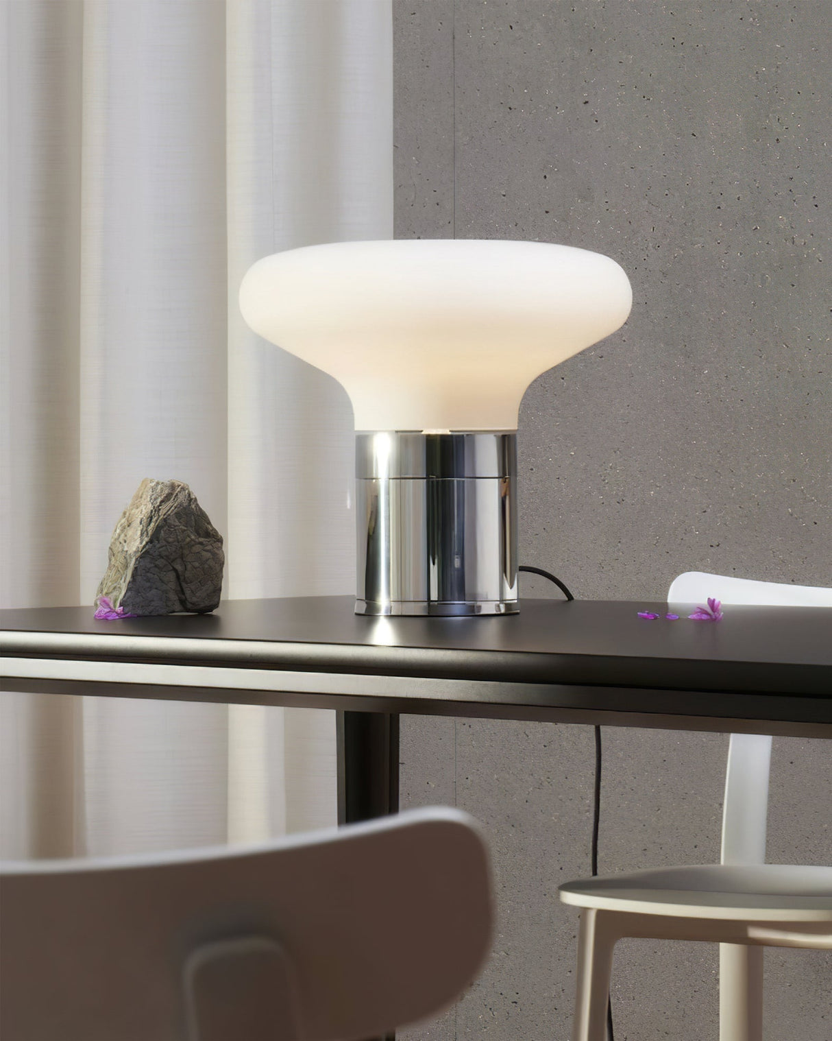 Modern Glass Table Lamp Frosted Shade With Chrome Base - Product detail 11