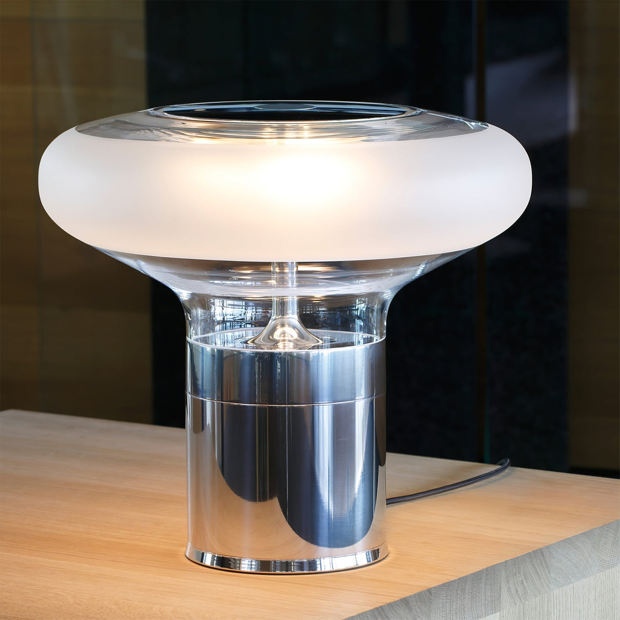 Modern Glass Table Lamp Frosted Shade With Chrome Base - Product detail 13