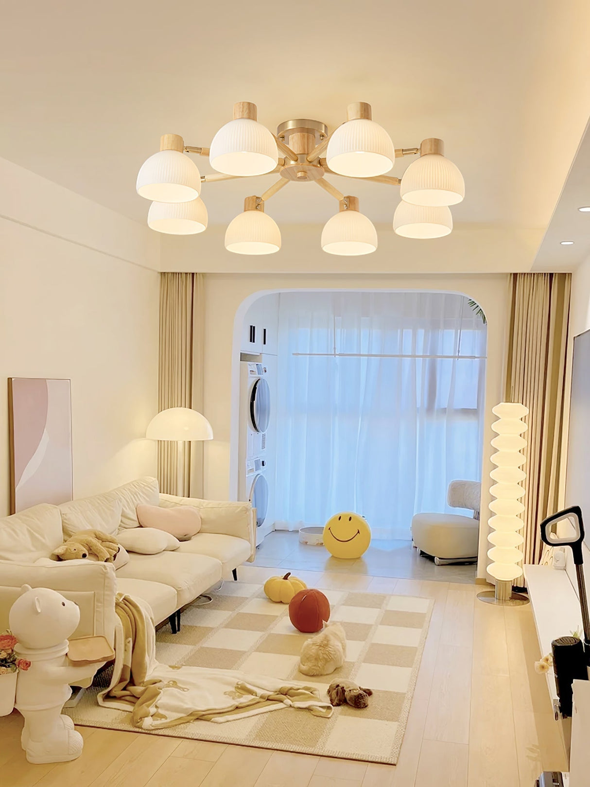 Modern Ceiling Light Natural Wood Glass Chandelier - Product detail 13