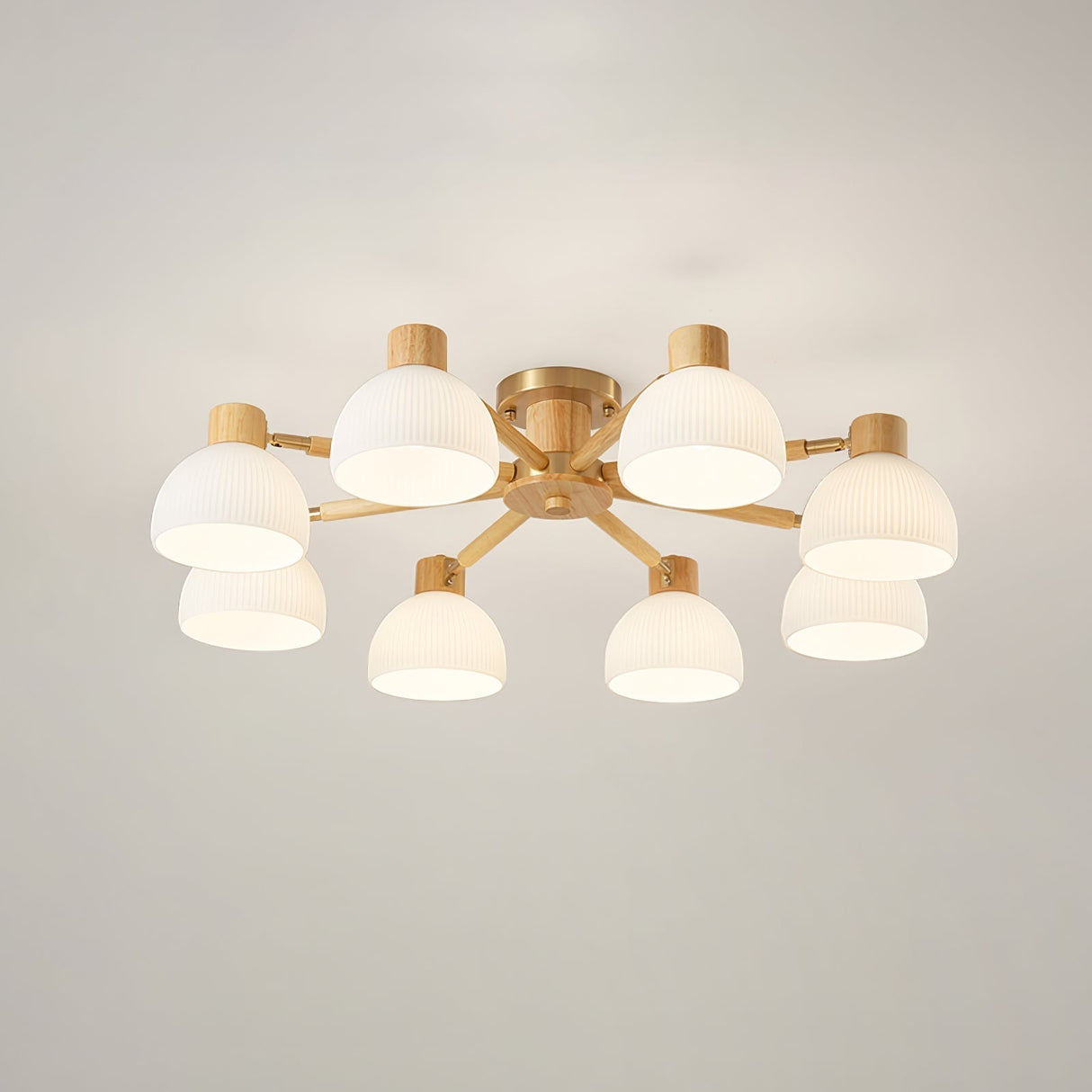 Modern Ceiling Light Natural Wood Glass Chandelier - Product detail 16