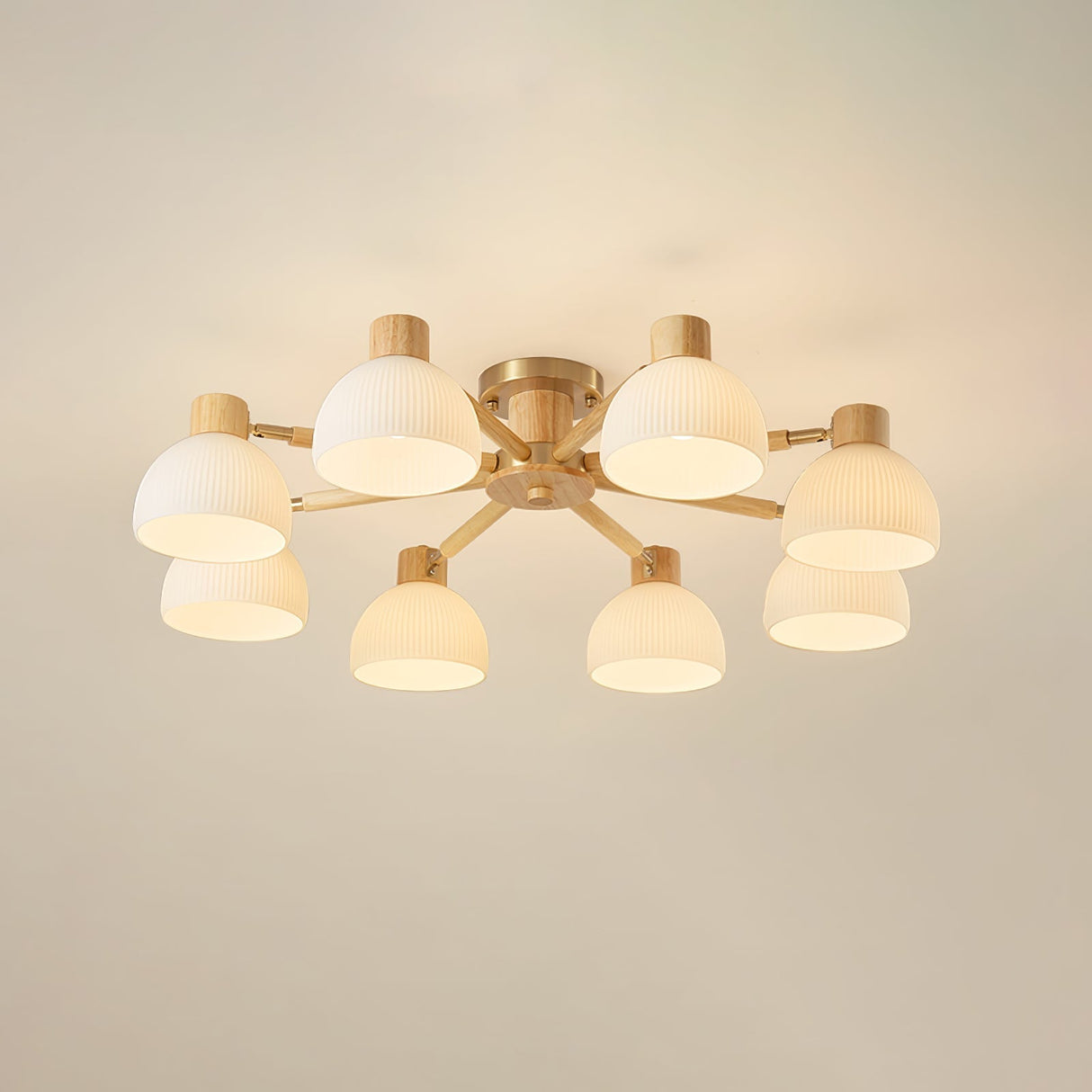 Modern Ceiling Light Natural Wood Glass Chandelier - Product detail 17