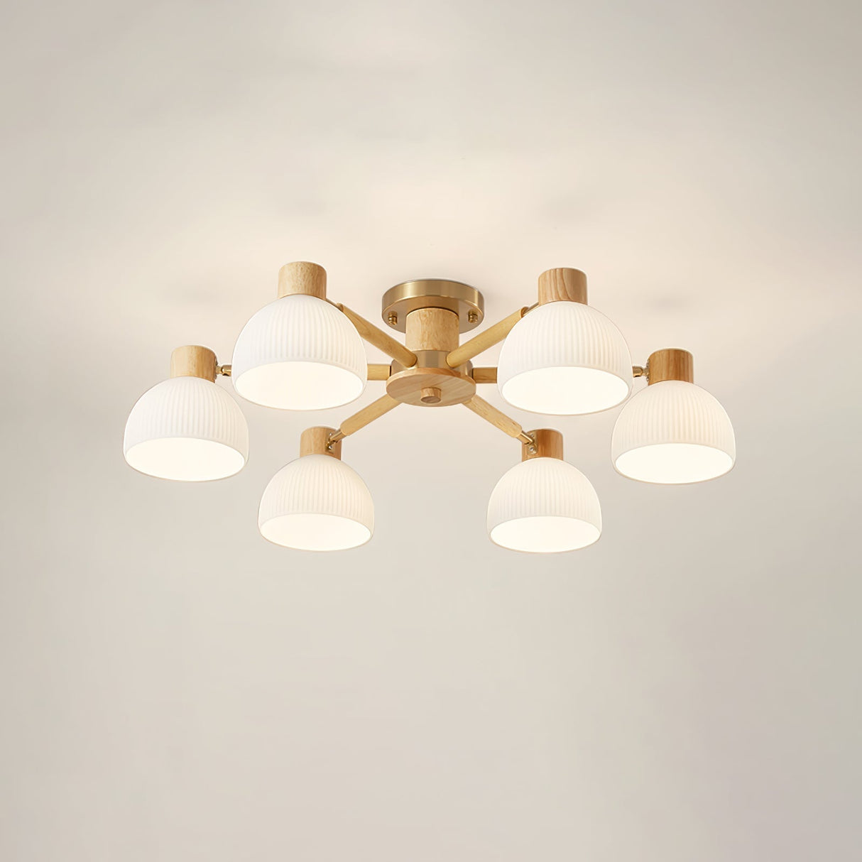Modern Ceiling Light Natural Wood Glass Chandelier - Product detail 18