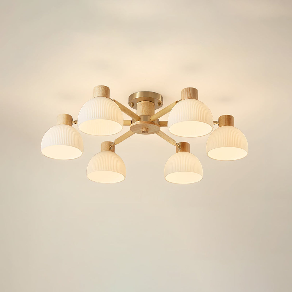 Modern Ceiling Light Natural Wood Glass Chandelier - Product detail 19