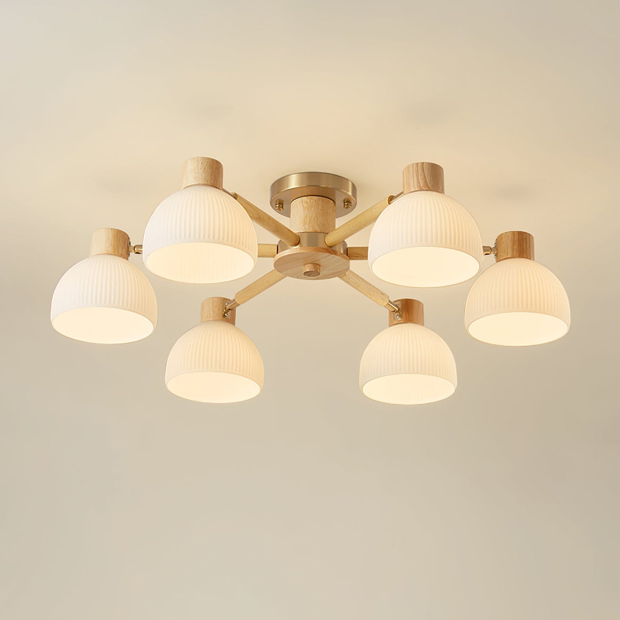 Modern Ceiling Light Natural Wood Glass Chandelier - Product detail 23