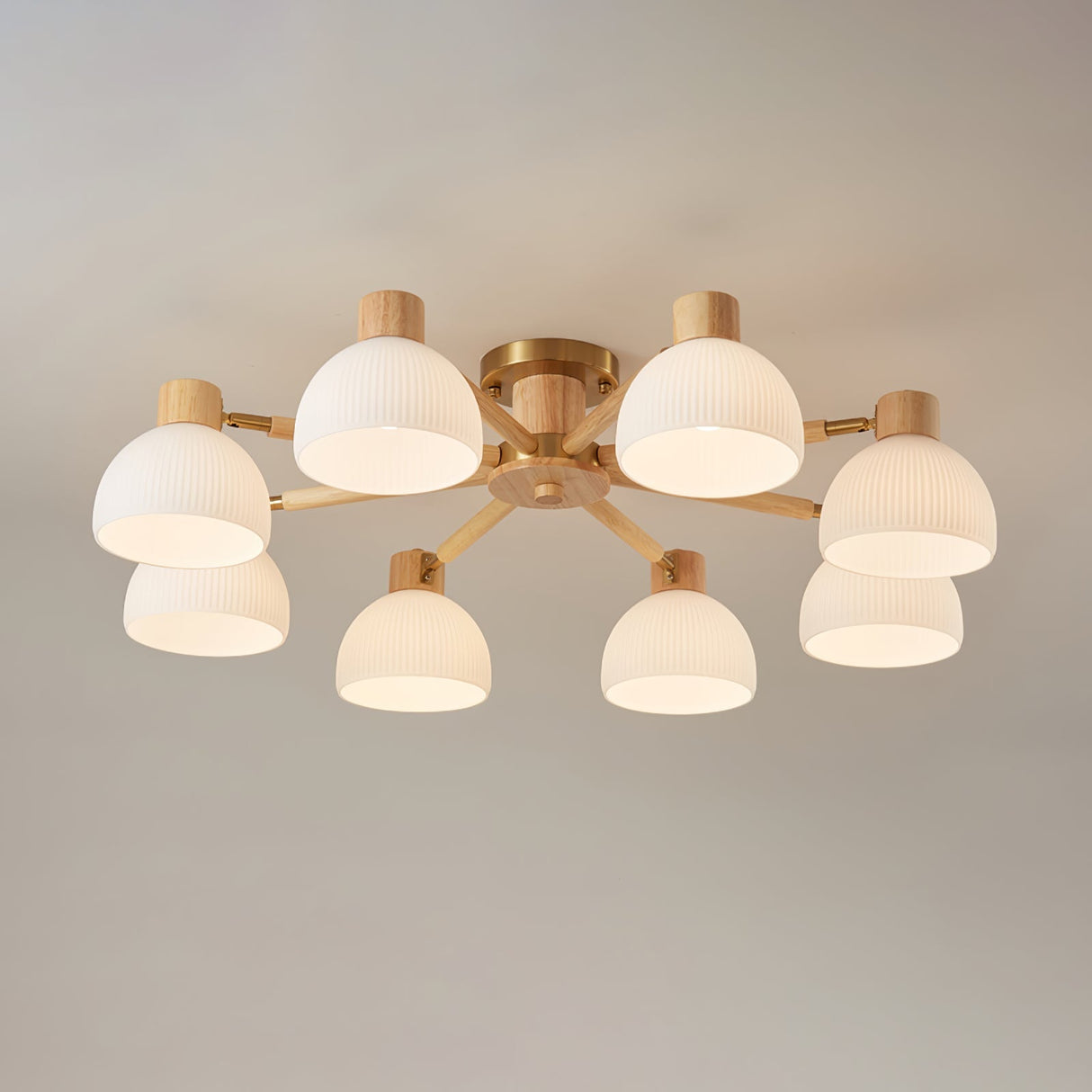 Modern Ceiling Light Natural Wood Glass Chandelier - Product detail 24