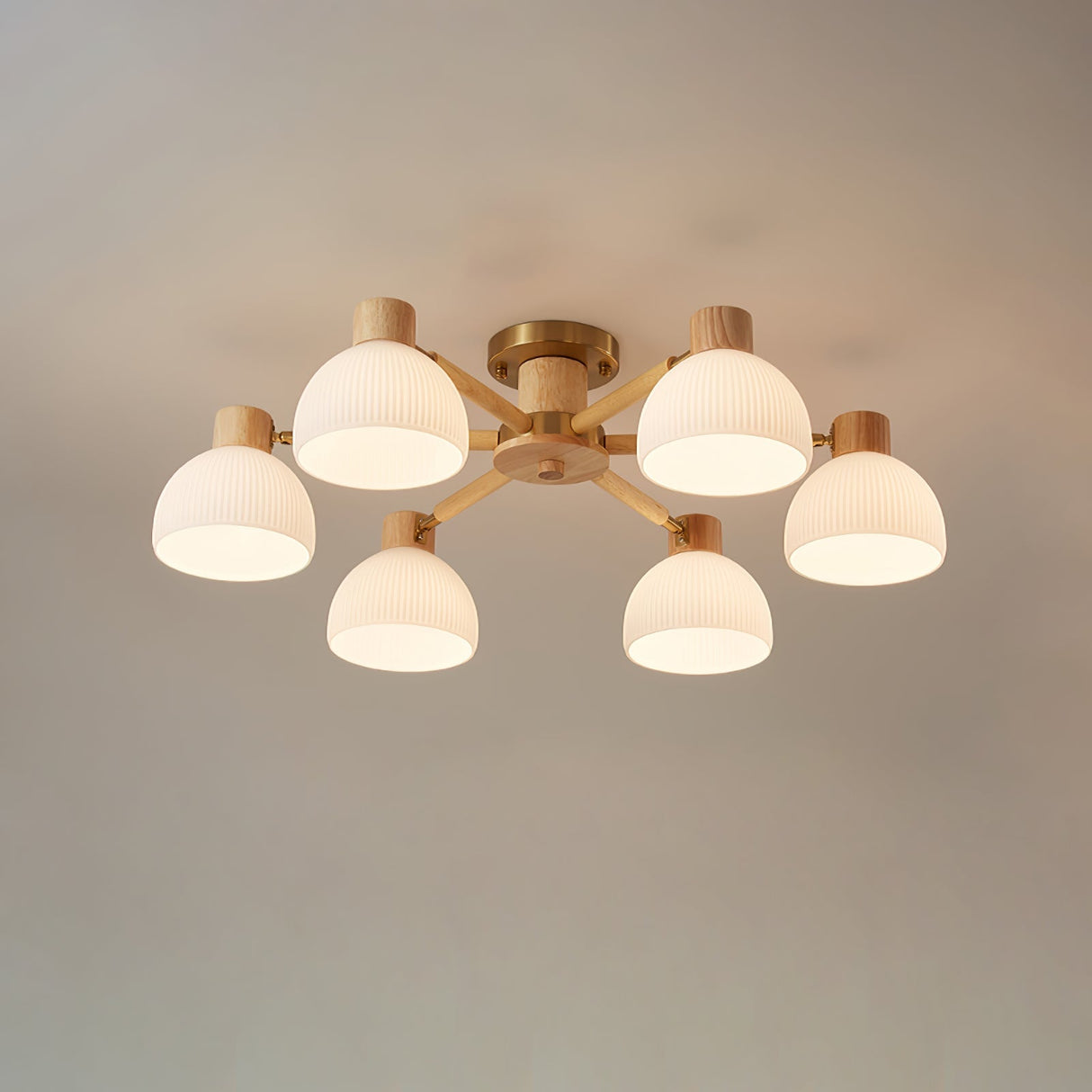 Modern Ceiling Light Natural Wood Glass Chandelier - Product detail 25