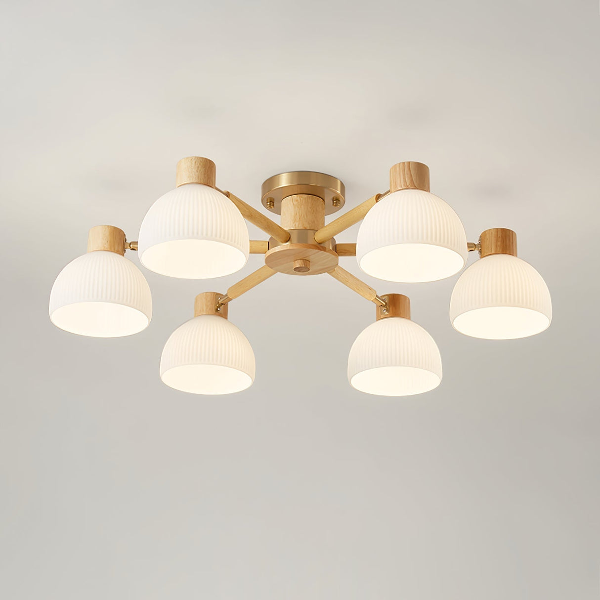 Modern Ceiling Light Natural Wood Glass Chandelier - Product detail 27