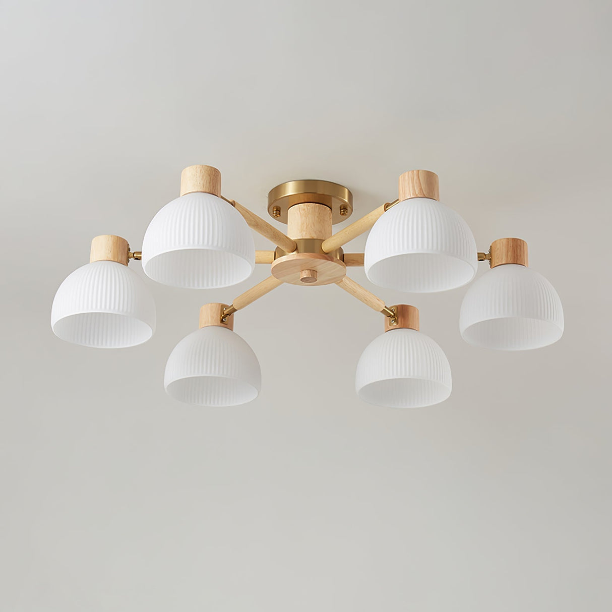 Modern Ceiling Light Natural Wood Glass Chandelier - Product detail 28