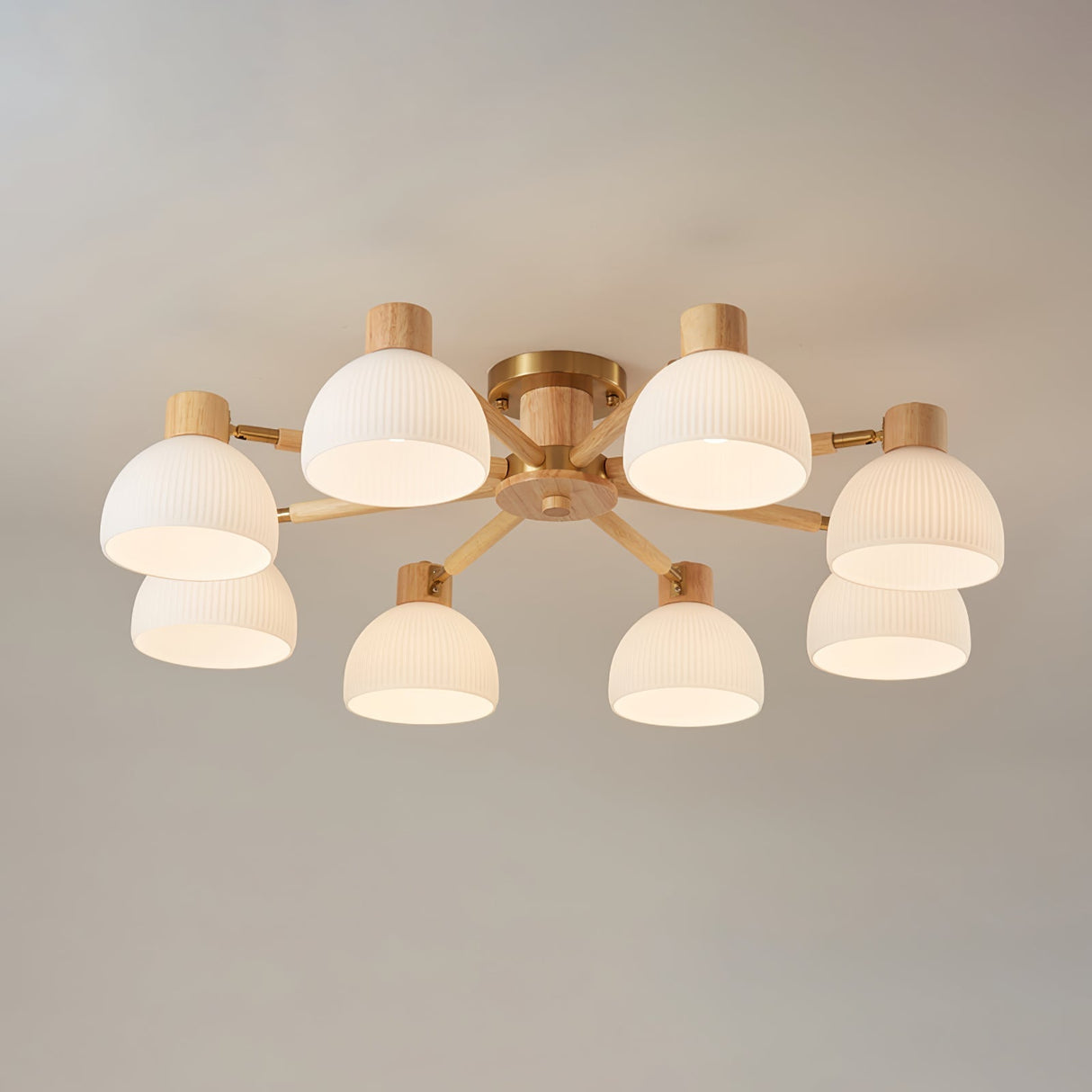 Modern Ceiling Light Natural Wood Glass Chandelier - Product detail 42
