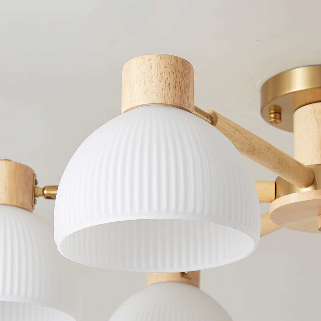 Modern Ceiling Light Natural Wood Glass Chandelier - Product detail 36