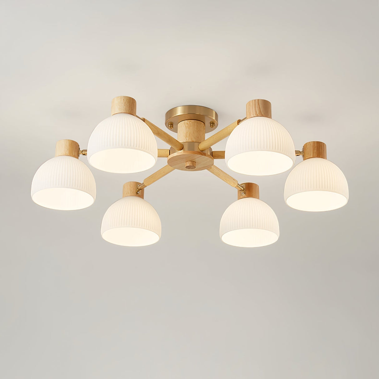 Modern Ceiling Light Natural Wood Glass Chandelier - Product detail 40