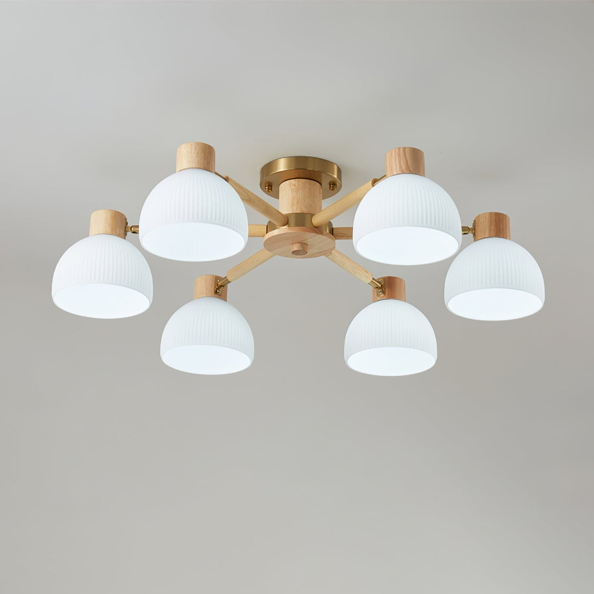Modern Ceiling Light Natural Wood Glass Chandelier - Product detail 34