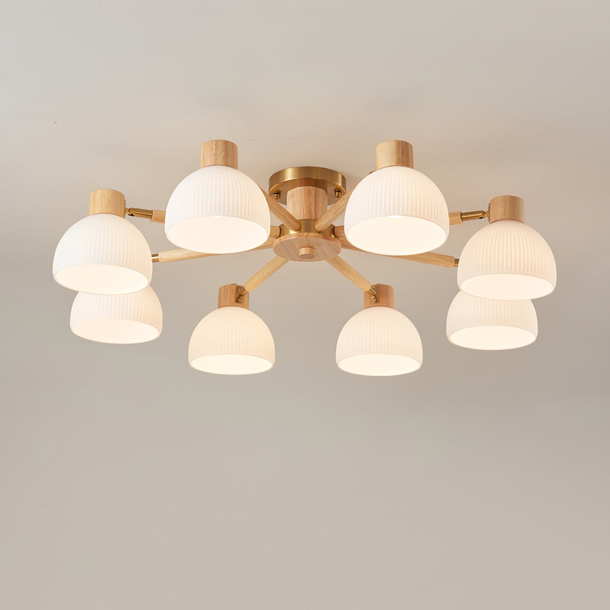 Modern Ceiling Light Natural Wood Glass Chandelier - Product detail 10